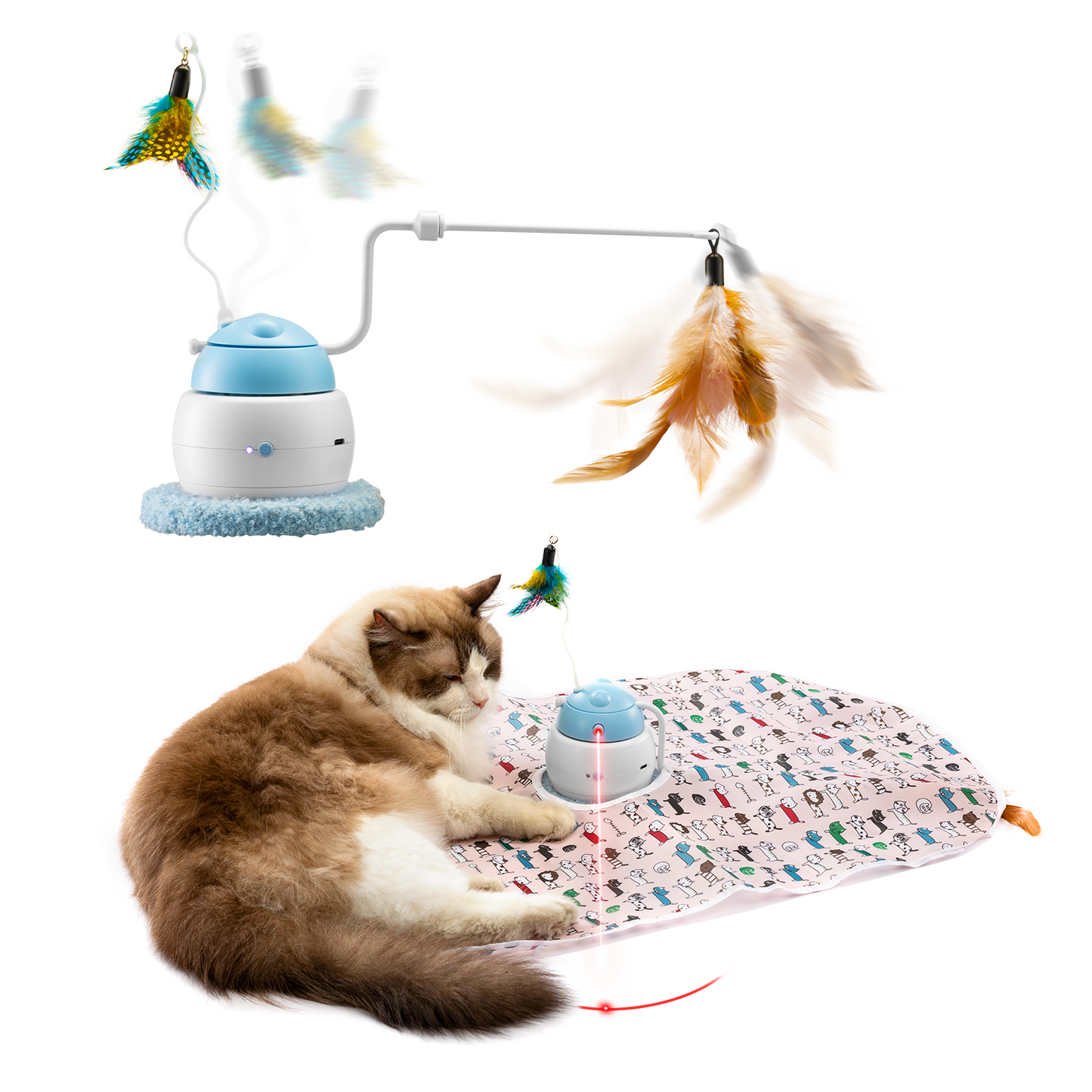 Multiple-Functional  Smart Cat Toy   (Blue)