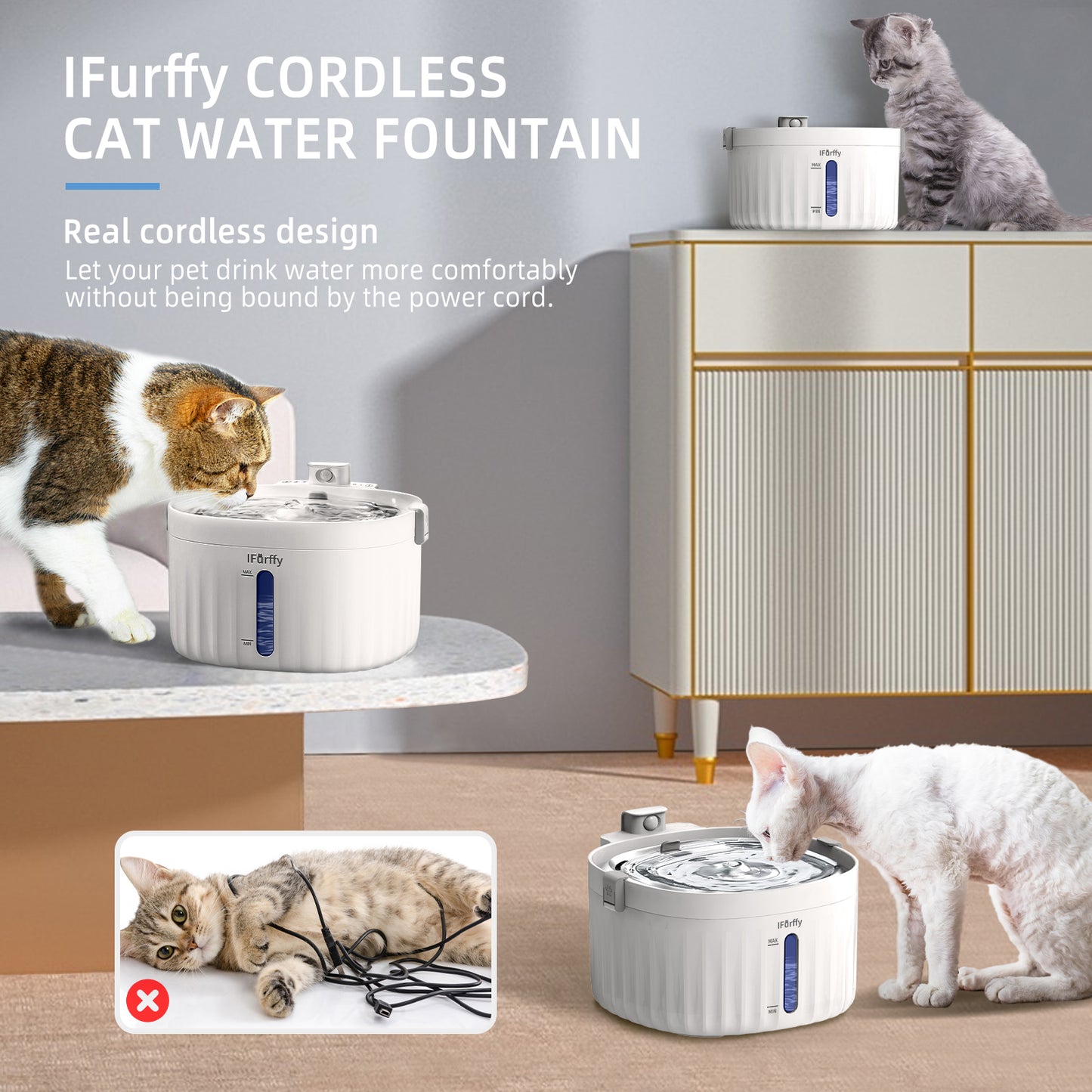 Cordless Pet  Water Fountain