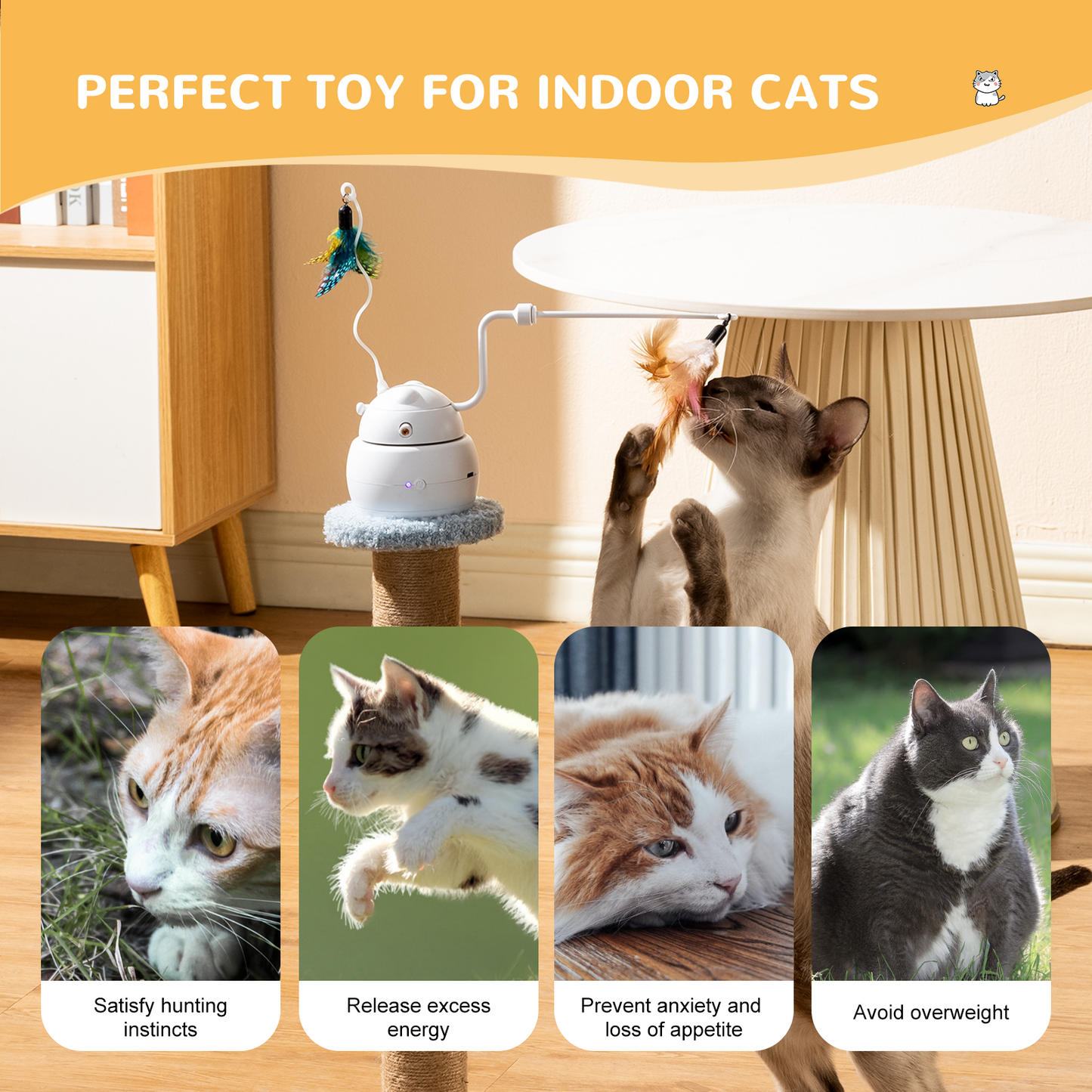 Multi-Functional Smart Cat Toy  (White)