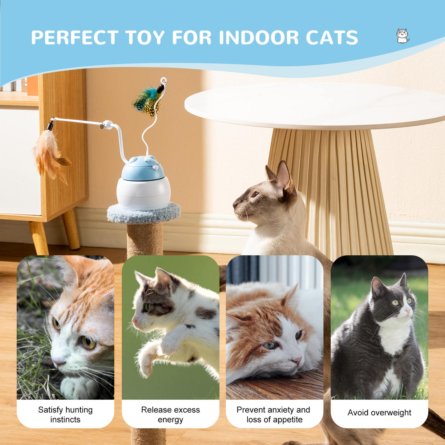 Multiple-Functional  Smart Cat Toy   (Blue)