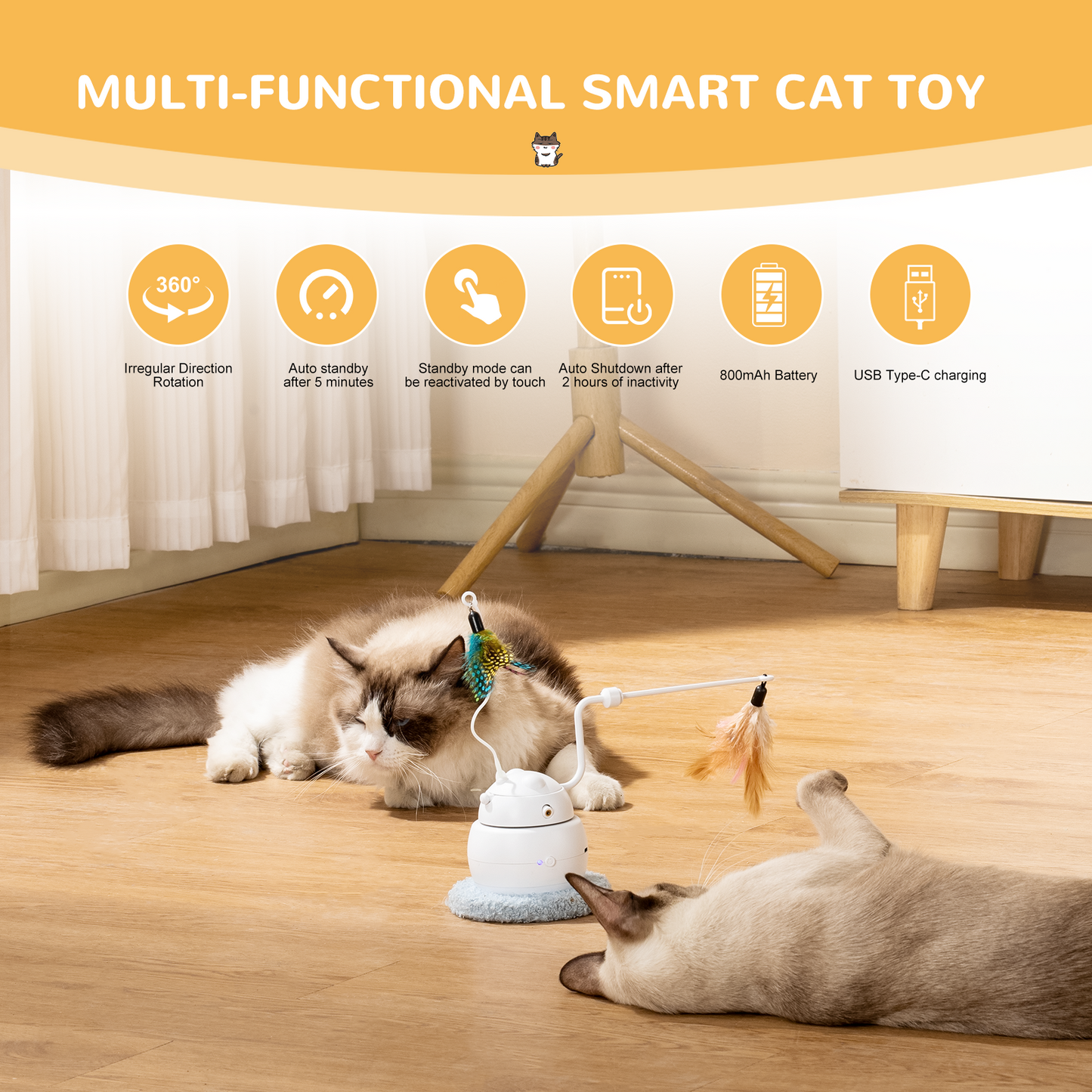 Multi-Functional Smart Cat Toy  (White)