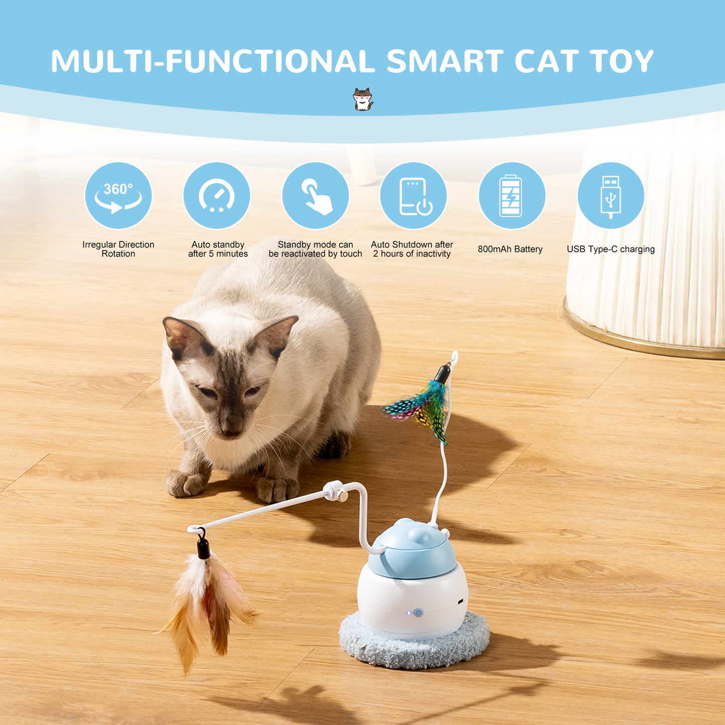 Multiple-Functional  Smart Cat Toy   (Blue)